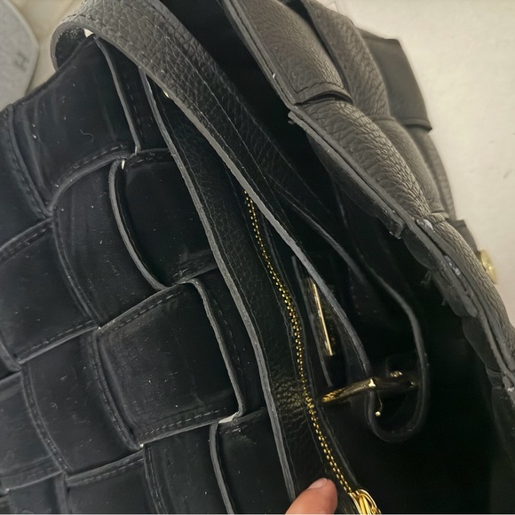 Black Woven Italian Viola Castellani Leather Bag NWT - Picture 4 of 4